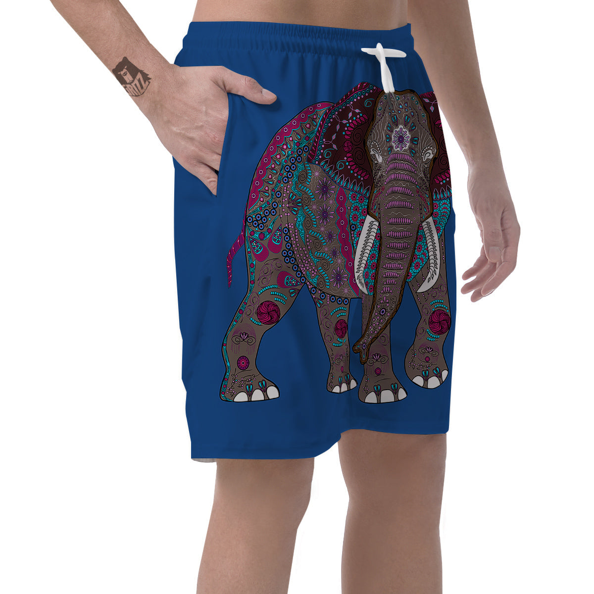Tribal Elephant Indian Cute Print Men's Shorts-grizzshop