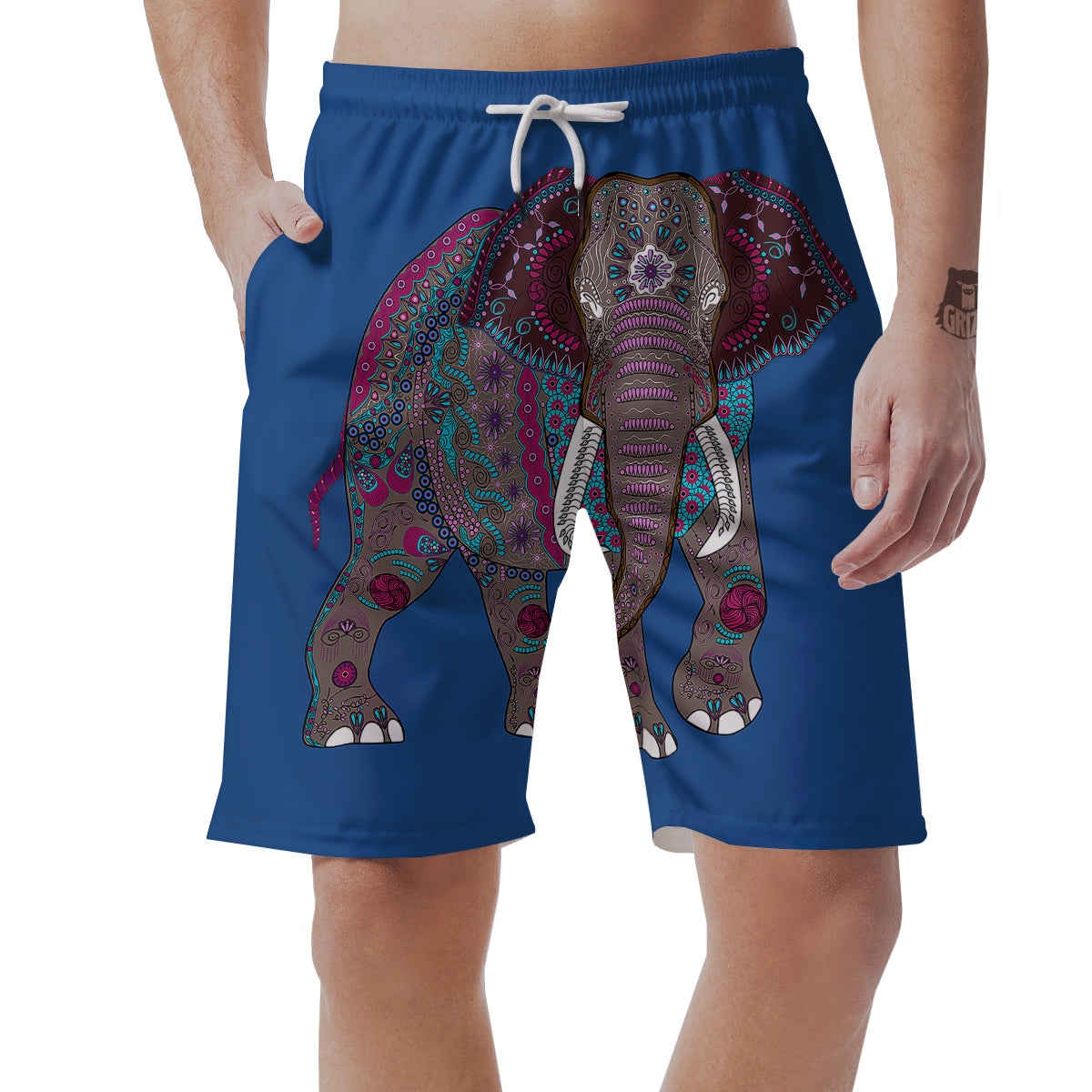 Tribal Elephant Indian Cute Print Men's Shorts-grizzshop