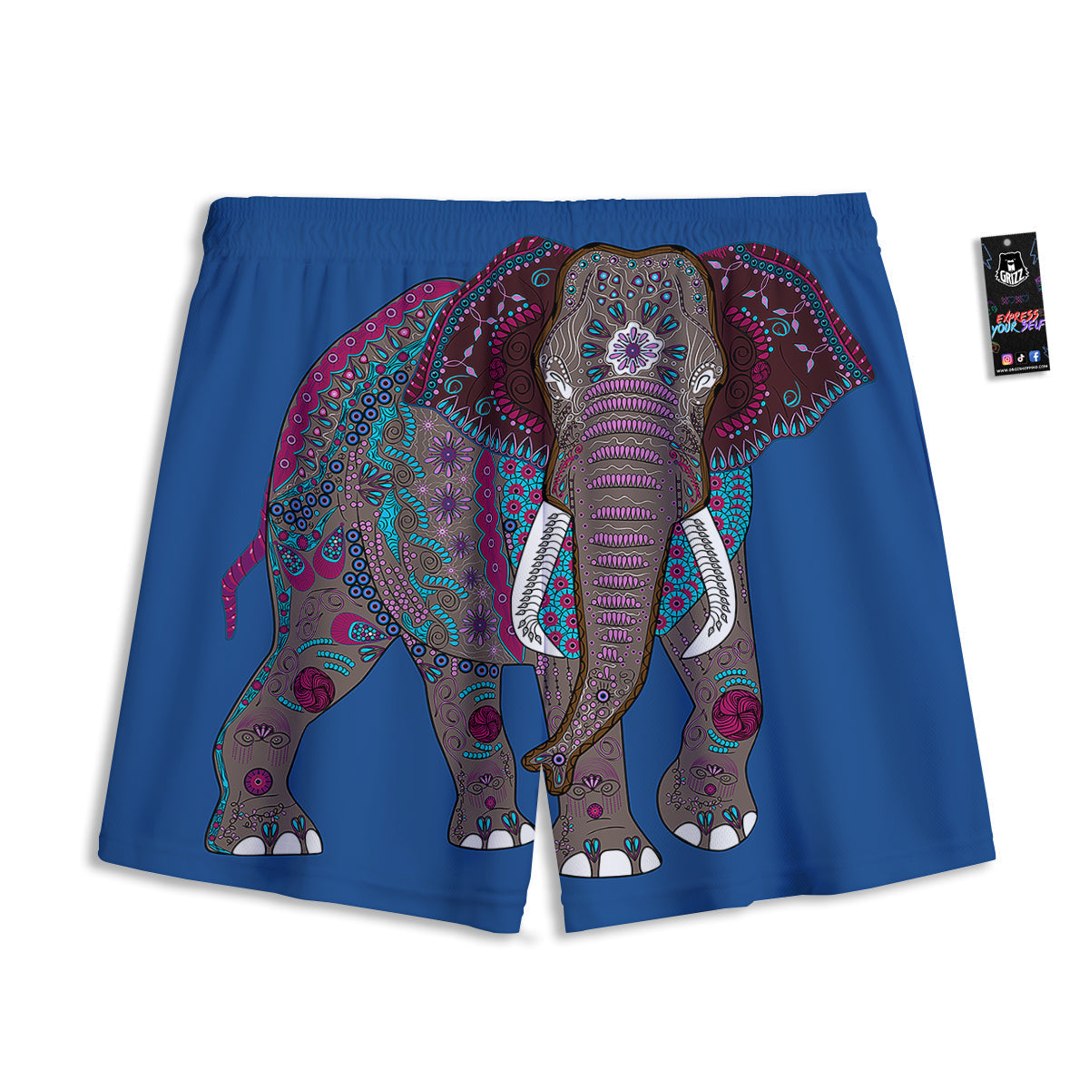Tribal Elephant Indian Cute Print Mesh Shorts