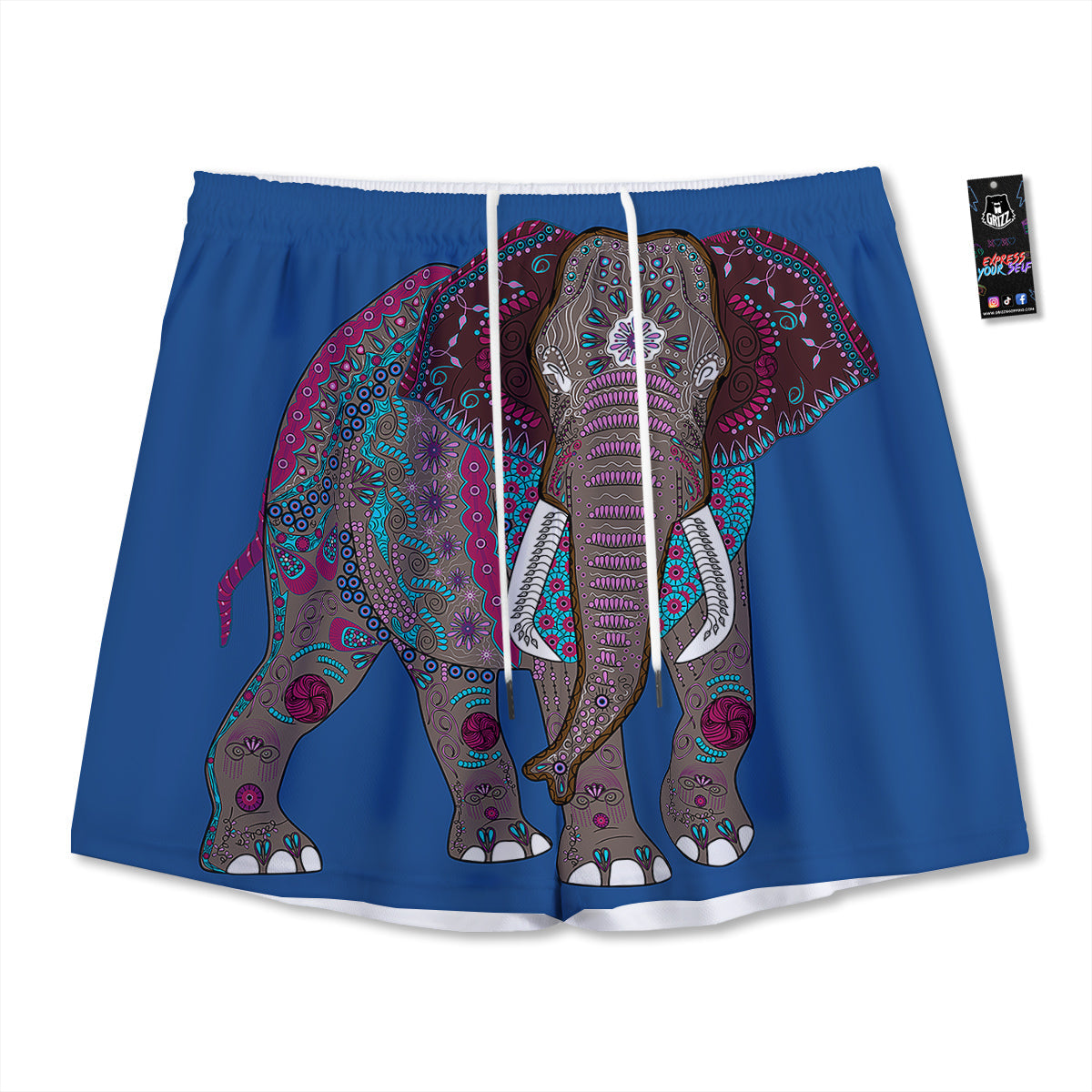 Tribal Elephant Indian Cute Print Mesh Shorts