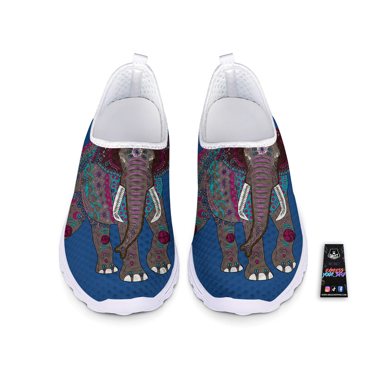 Tribal Elephant Indian Cute Print Nurse Shoes-grizzshop