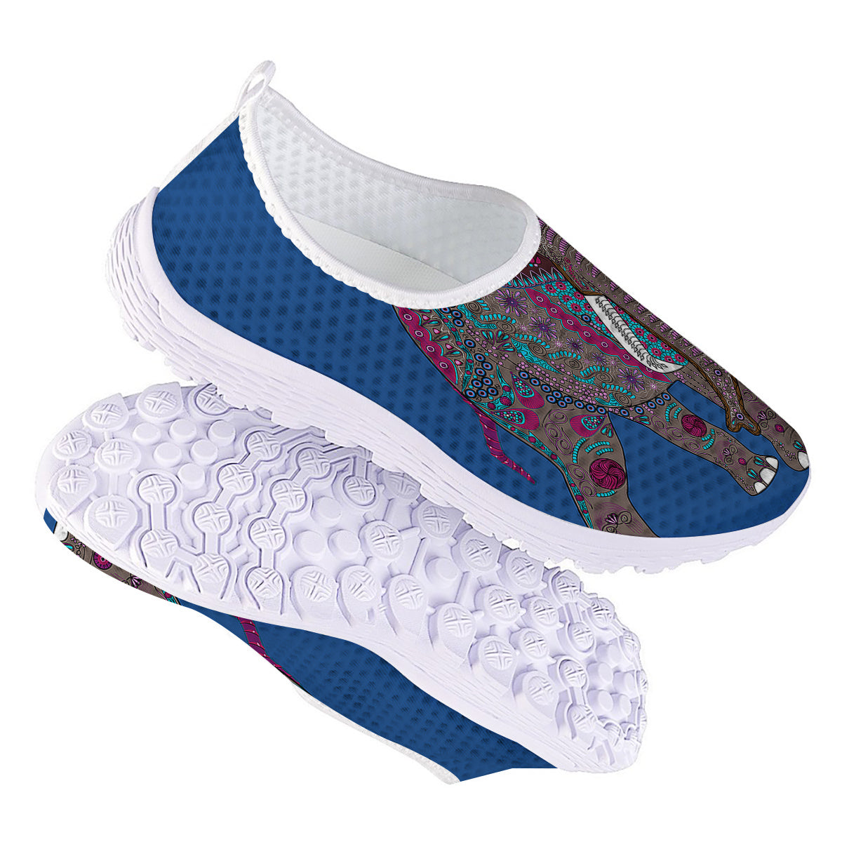 Tribal Elephant Indian Cute Print Nurse Shoes-grizzshop