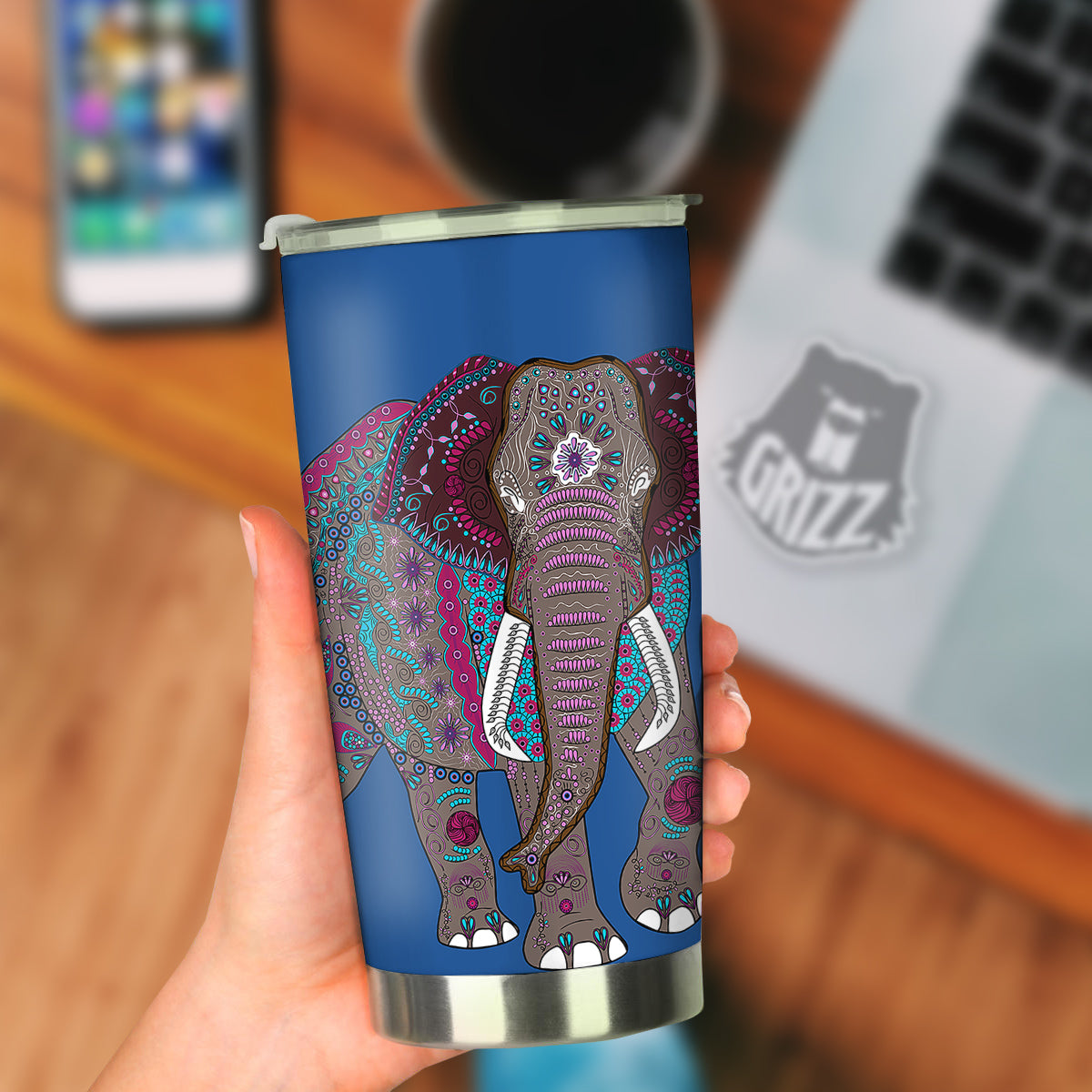 Tribal Elephant Indian Cute Print Tumbler-grizzshop