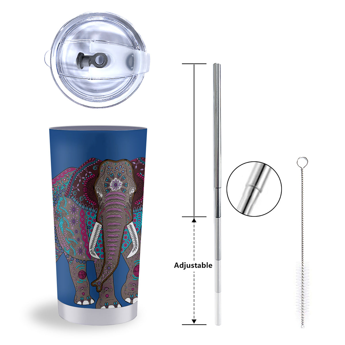 Tribal Elephant Indian Cute Print Tumbler-grizzshop