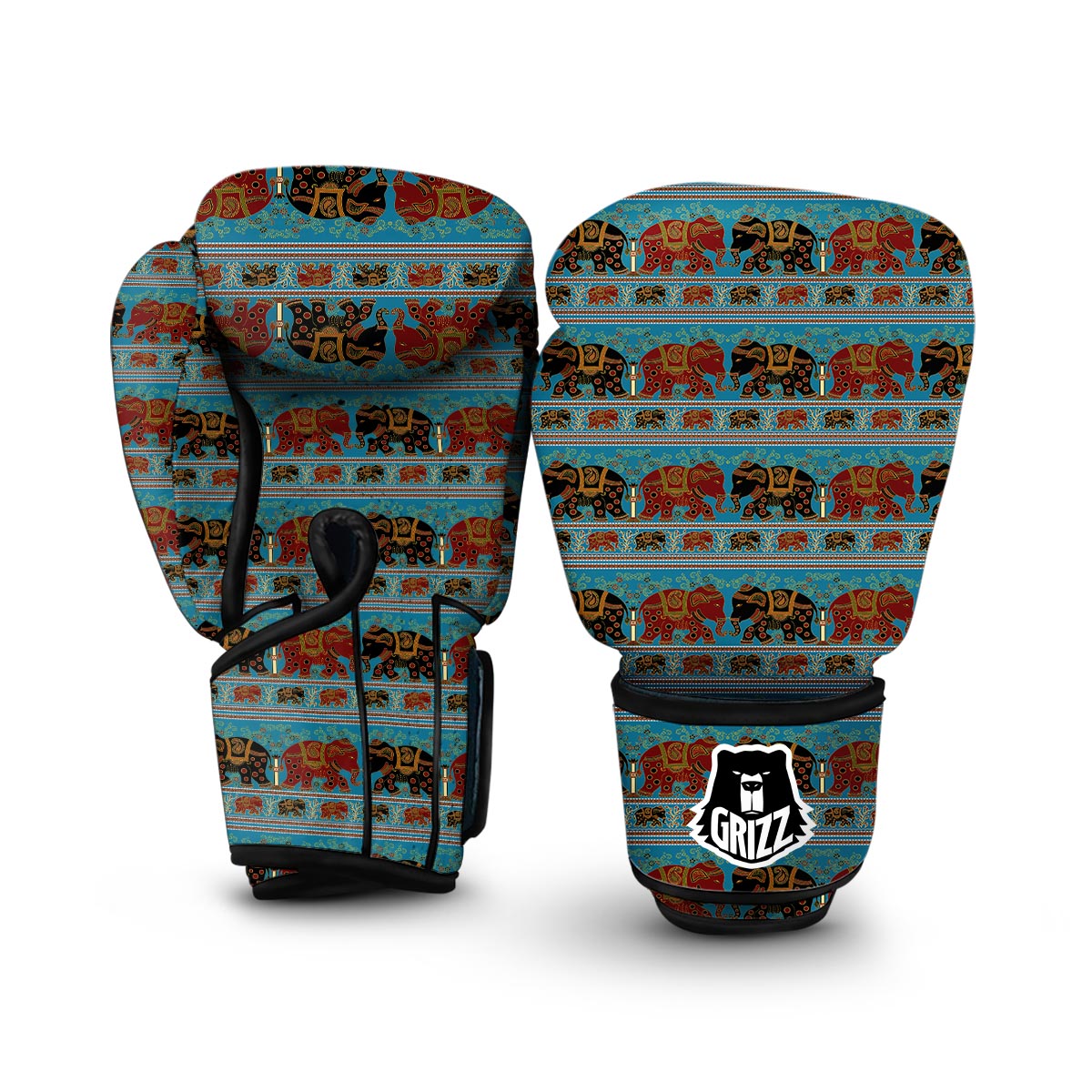 Tribal Elephant Print Boxing Gloves-grizzshop