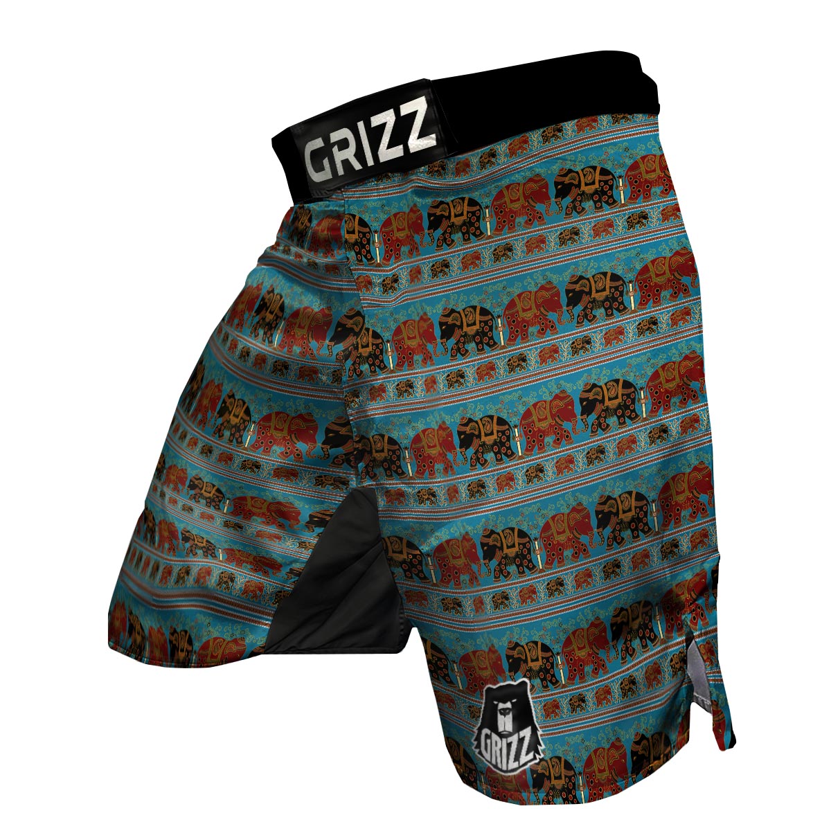 Tribal Elephant Print MMA Shorts-grizzshop