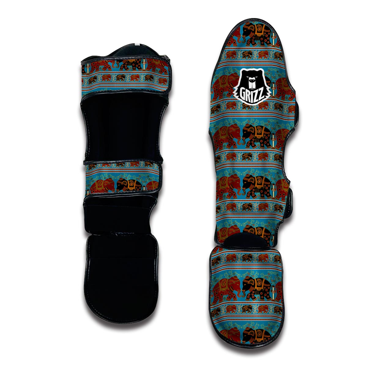 Tribal Elephant Print Muay Thai Shin Guards-grizzshop