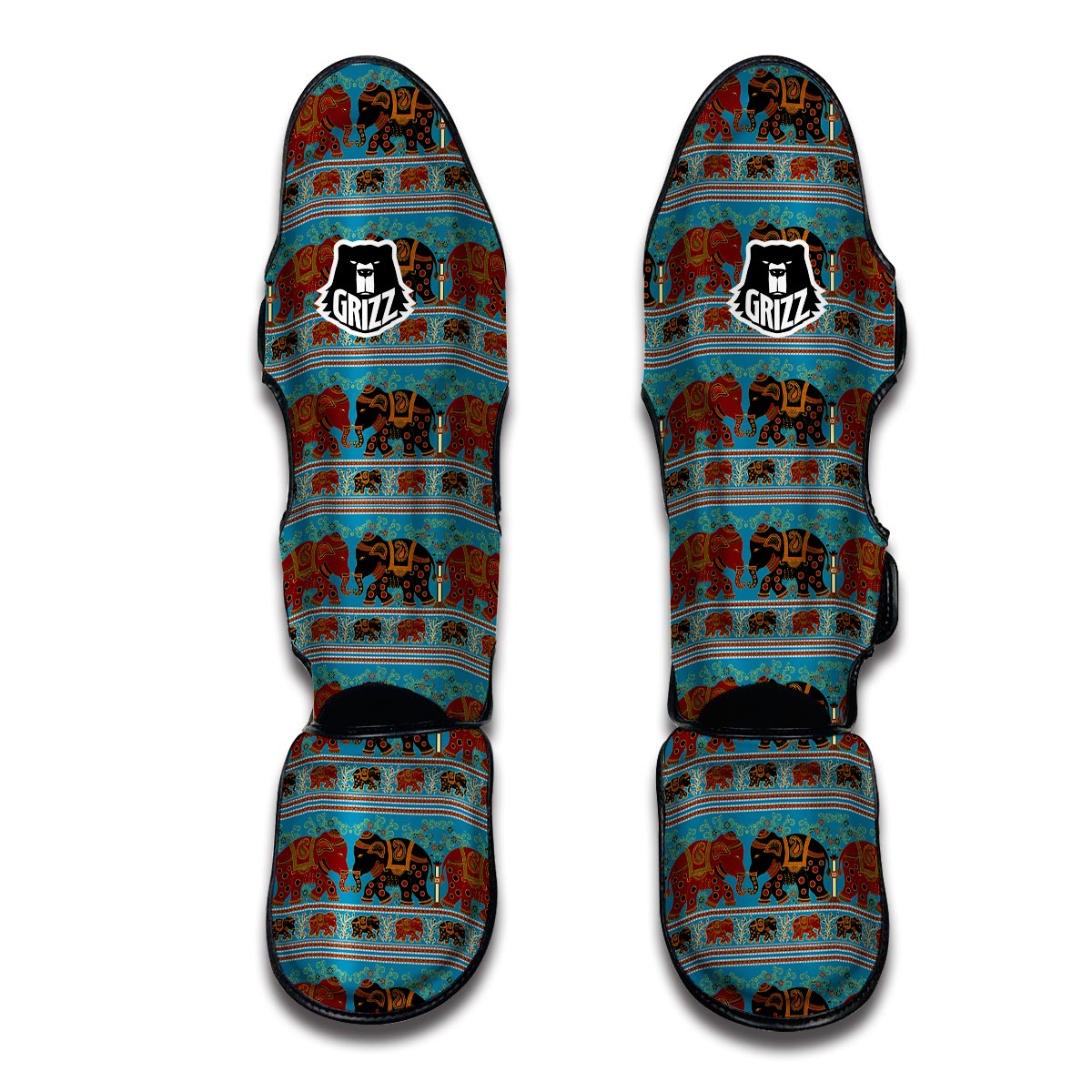 Tribal Elephant Print Muay Thai Shin Guards-grizzshop