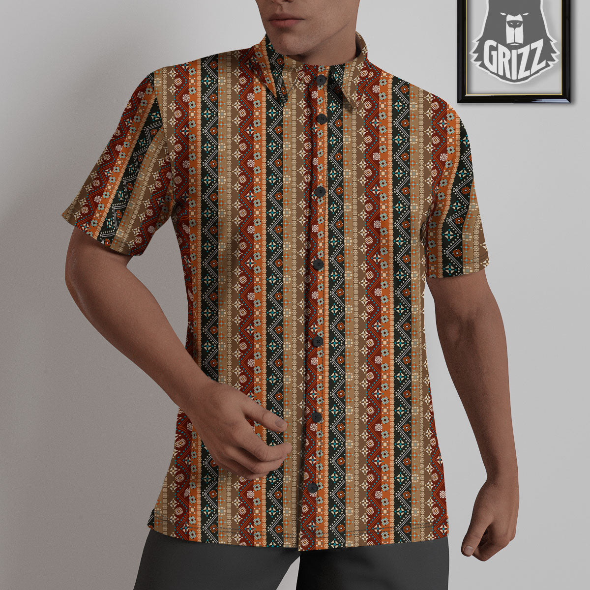 Tribal Ethnic Boho Print Pattern Untucked Shirts-grizzshop