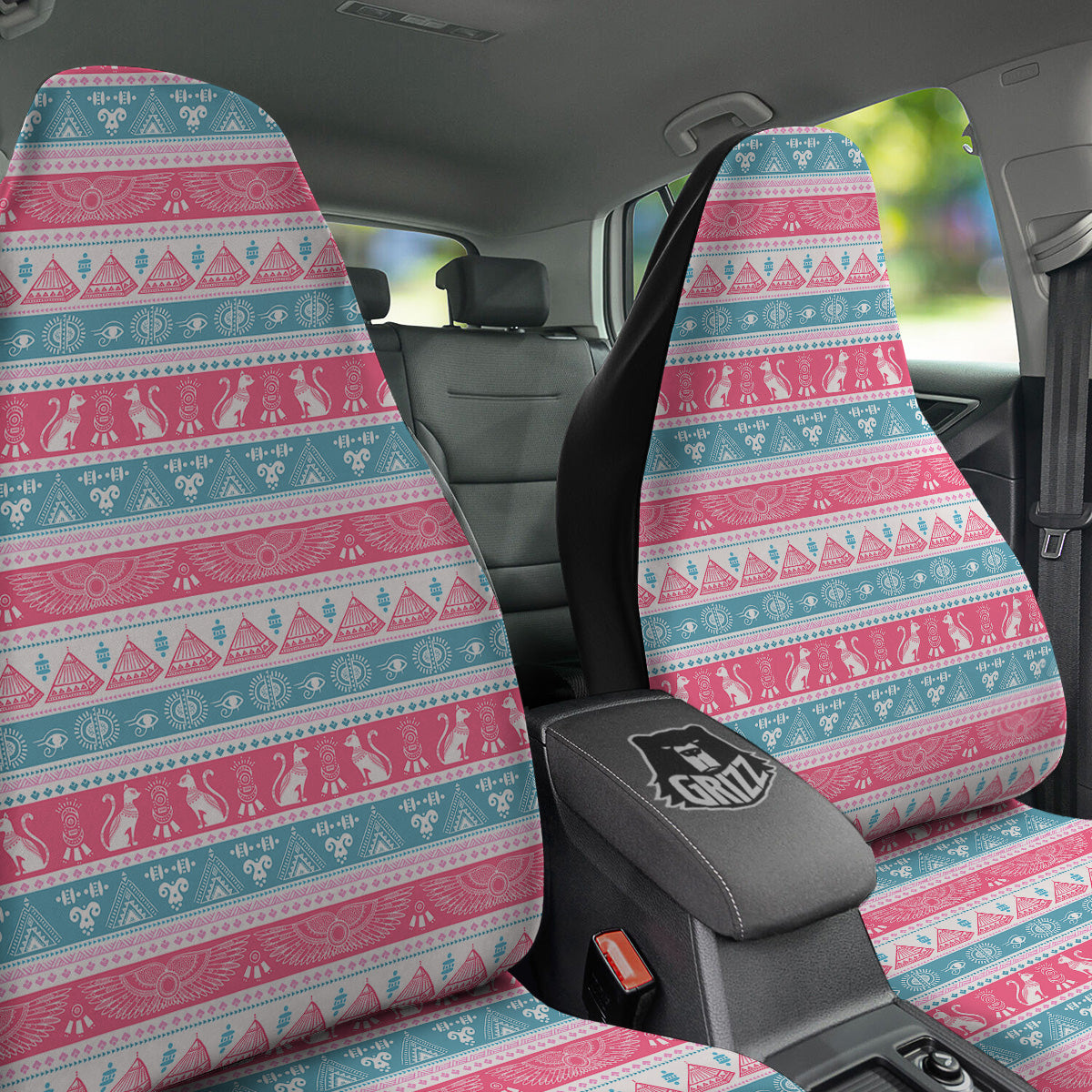 Tribal Ethnic Pink Blue Egypt Print Pattern Car Seat Covers-grizzshop