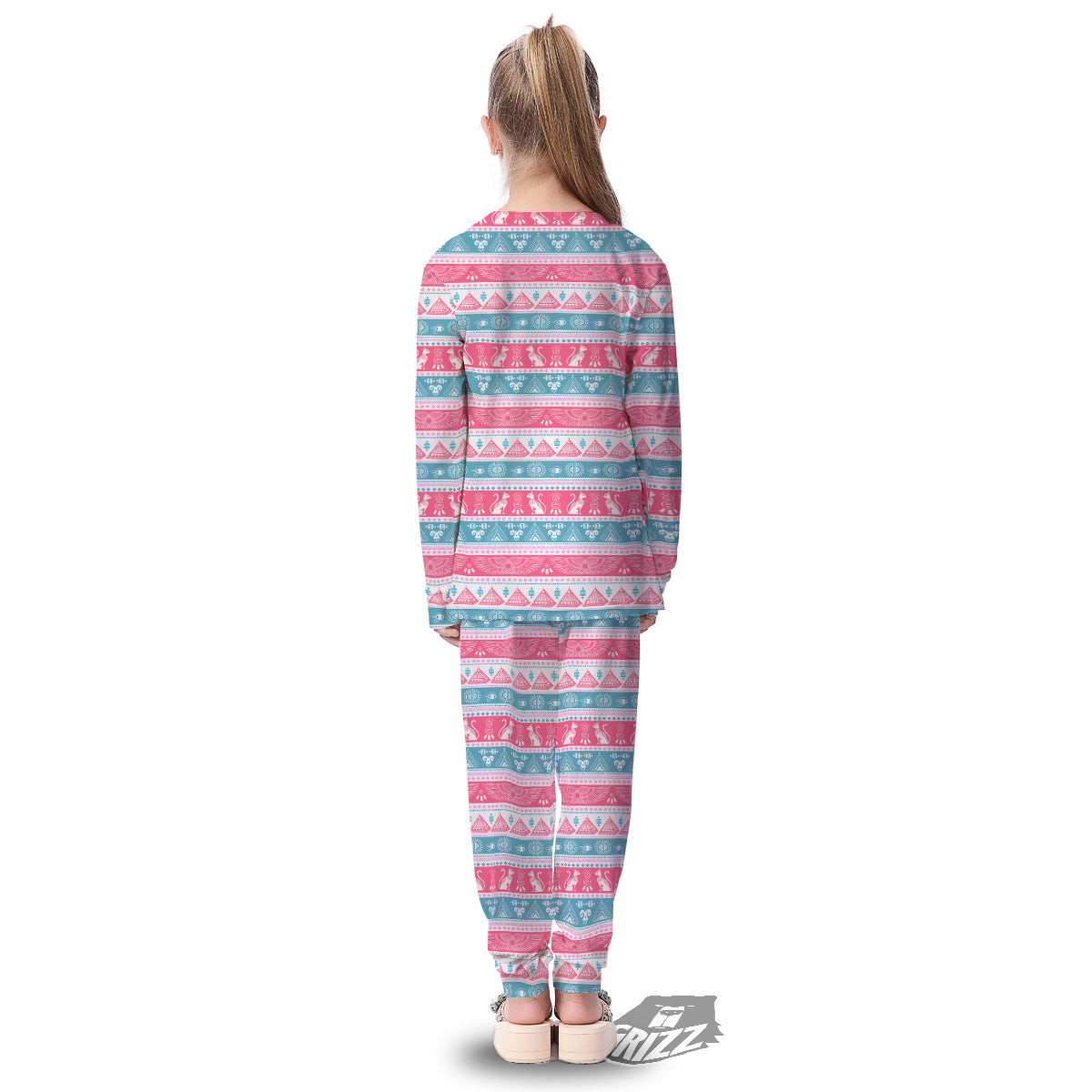 Tribal Ethnic Pink Blue Egypt Print Pattern Kid's Pajamas-grizzshop