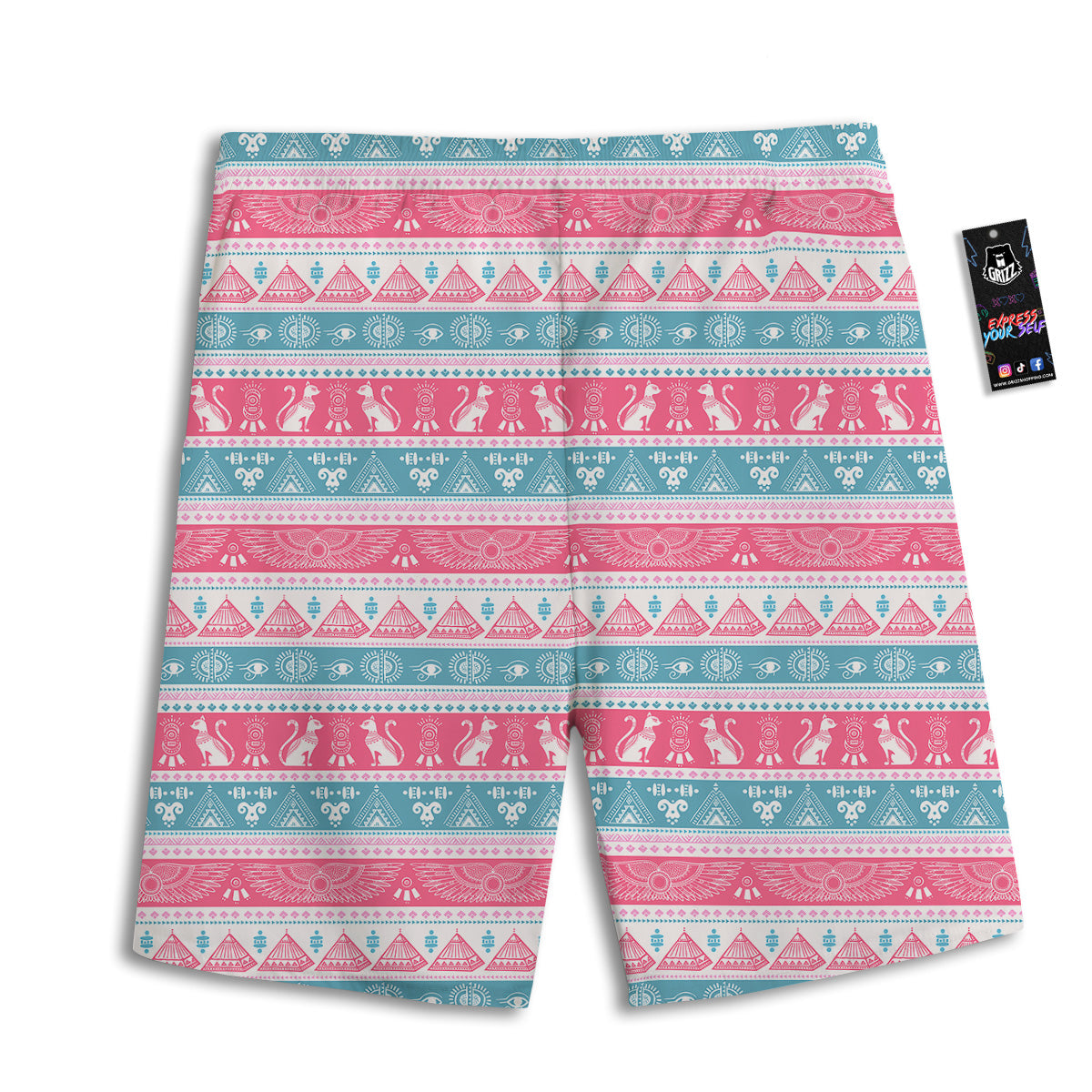 Tribal Ethnic Pink Blue Egypt Print Pattern Men's Athletic Shorts