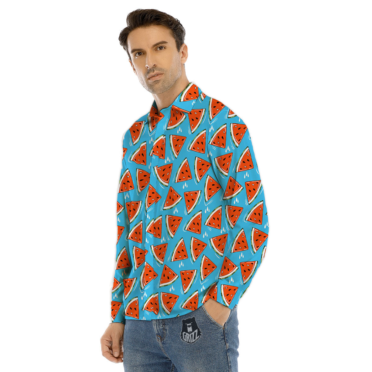 Tribal Ethnic Pink Blue Egypt Print Pattern Men's Dress Shirts-grizzshop