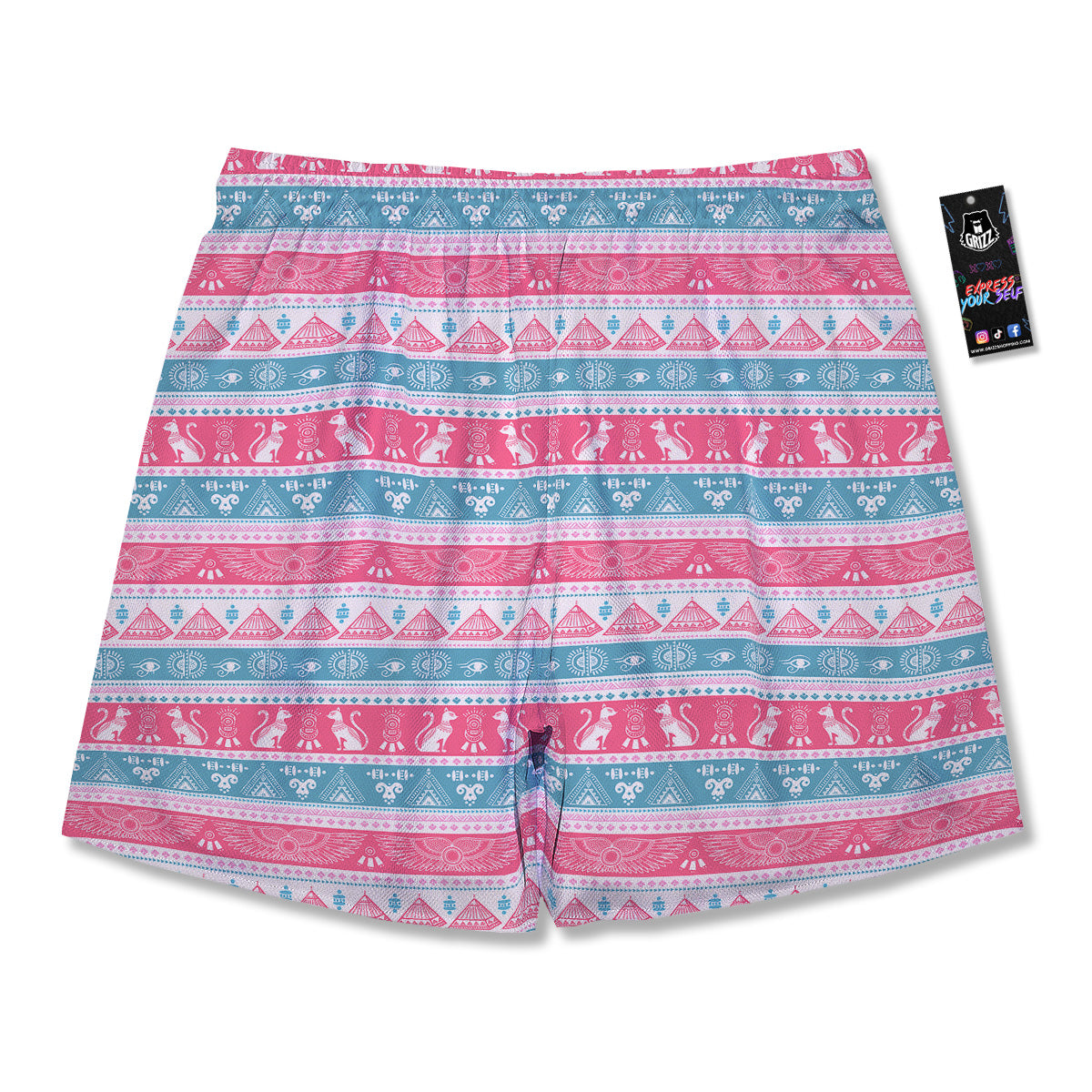 Tribal Ethnic Pink Blue Egypt Print Pattern Men's Running Shorts-grizzshop