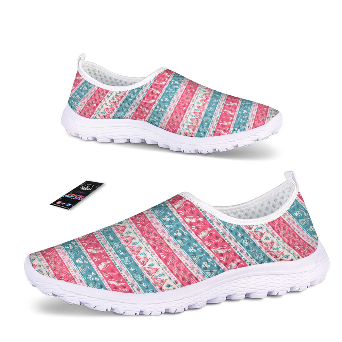 Tribal Ethnic Pink Blue Egypt Print Pattern Nurse Shoes-grizzshop