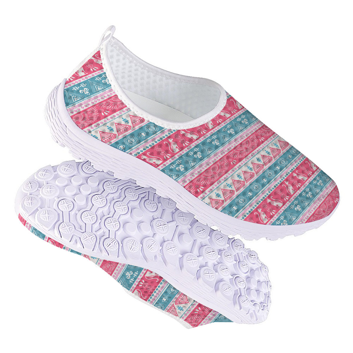 Tribal Ethnic Pink Blue Egypt Print Pattern Nurse Shoes-grizzshop