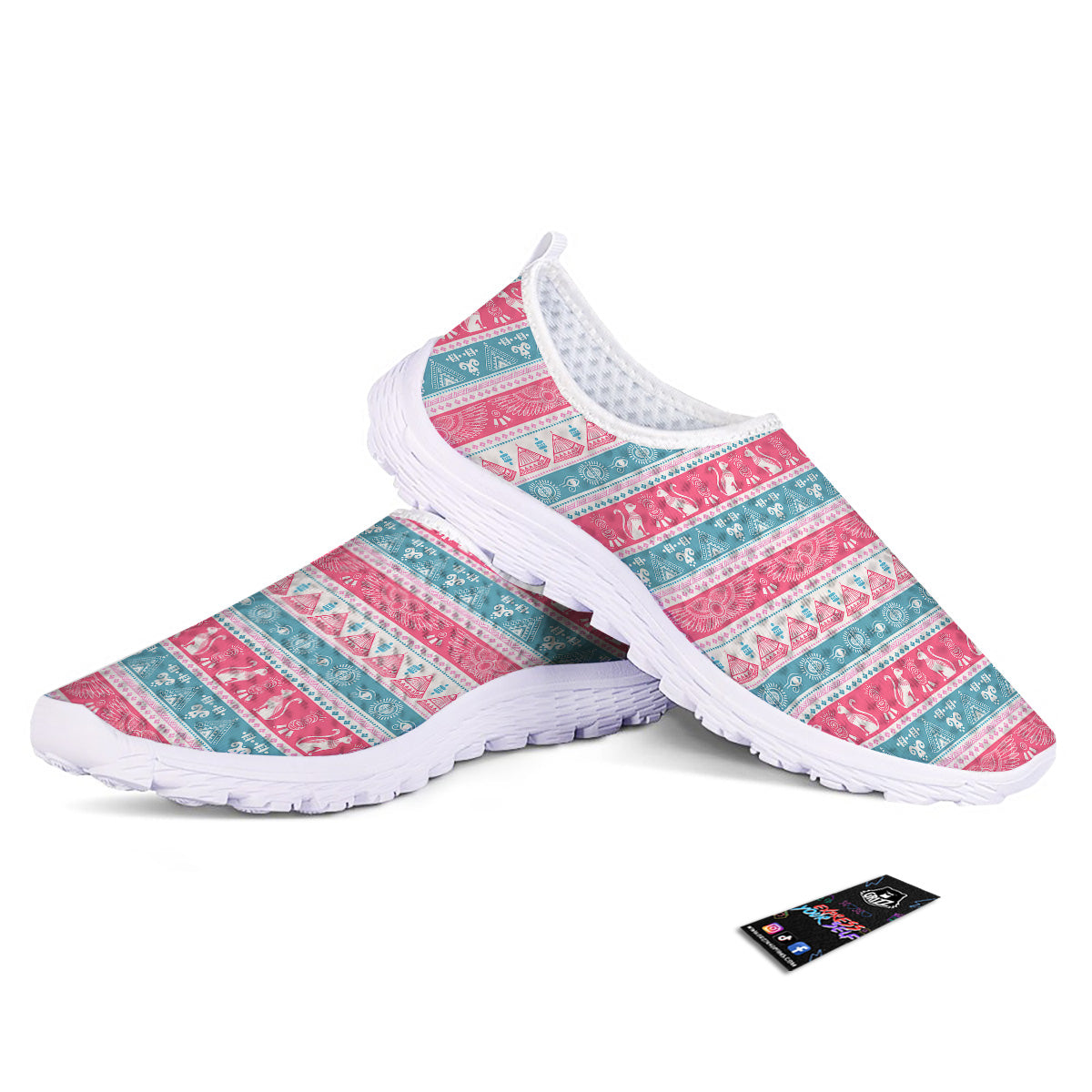 Tribal Ethnic Pink Blue Egypt Print Pattern Nurse Shoes-grizzshop