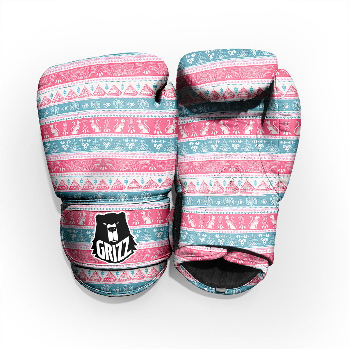 Tribal Ethnic Pink Blue Egypt Print Pattern Pro Boxing Glove