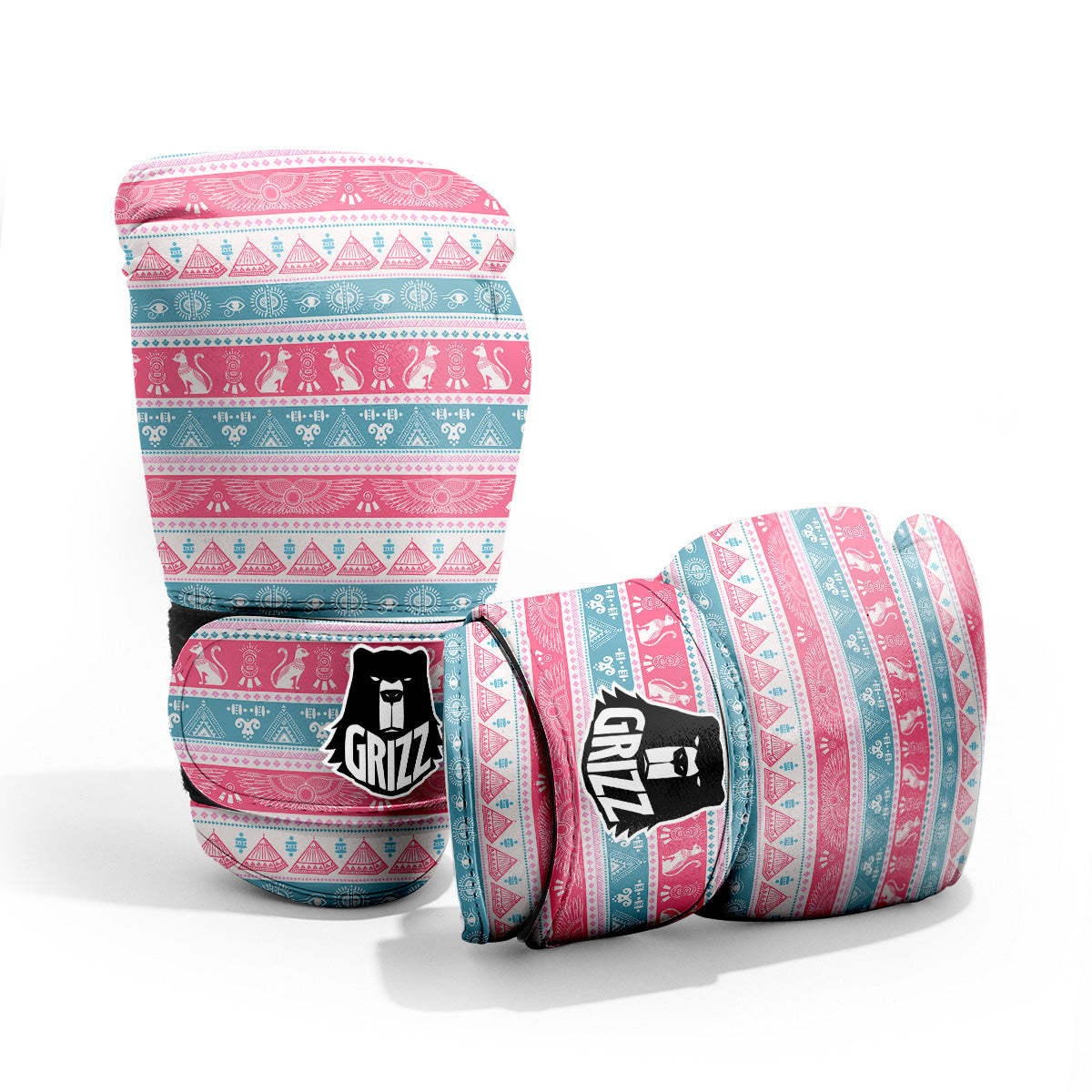 Tribal Ethnic Pink Blue Egypt Print Pattern Pro Boxing Glove