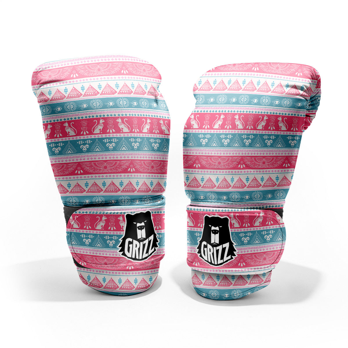 Tribal Ethnic Pink Blue Egypt Print Pattern Pro Boxing Glove