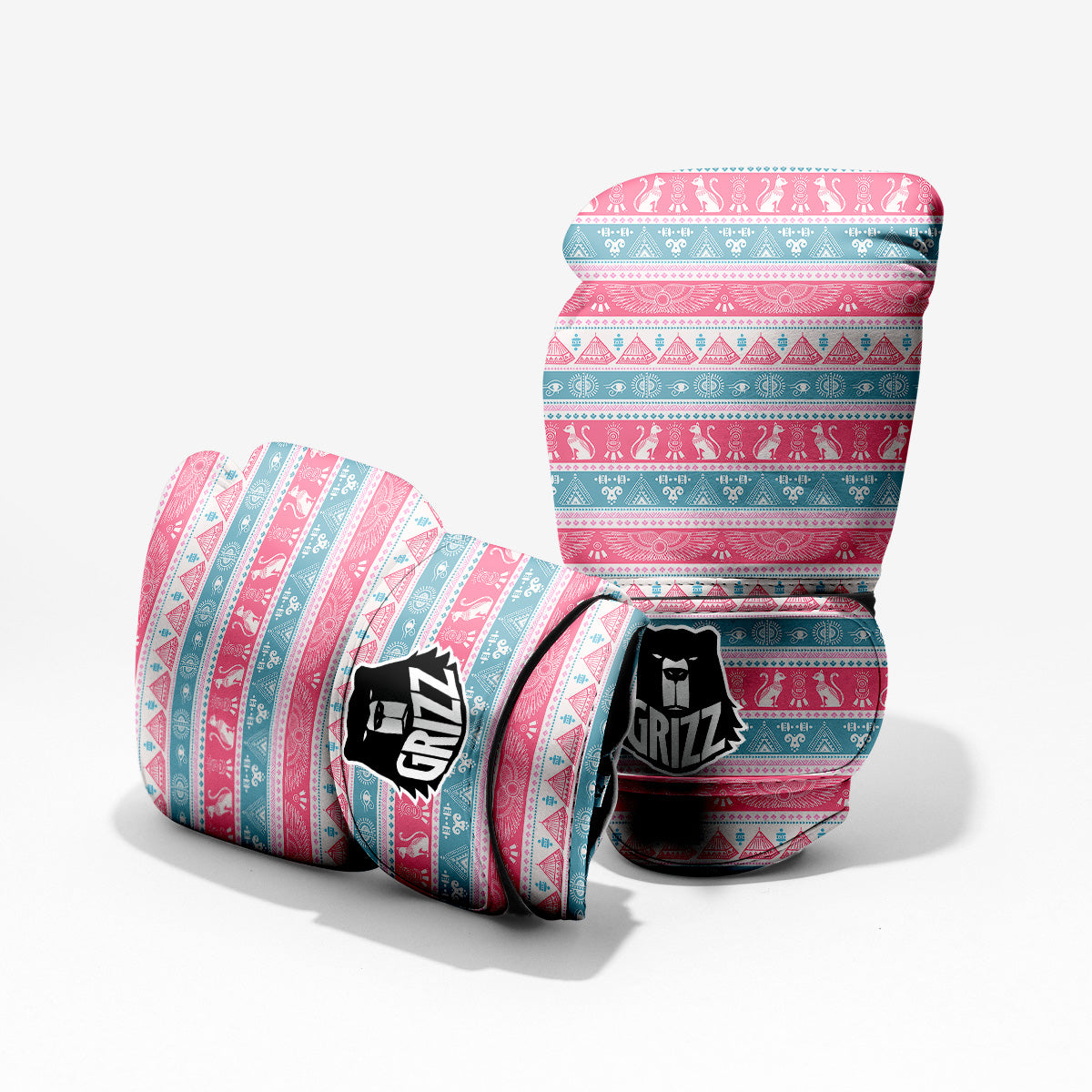 Tribal Ethnic Pink Blue Egypt Print Pattern Pro Boxing Glove