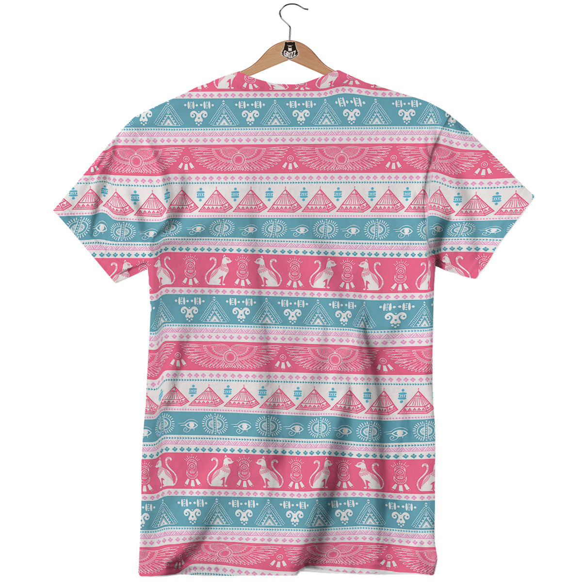 Tribal Ethnic Pink Blue Egypt Print Pattern T-Shirt-grizzshop