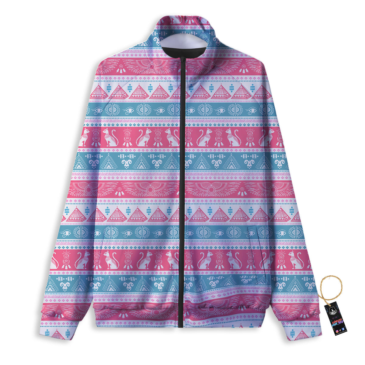 Tribal Ethnic Pink Blue Egypt Print Pattern Track Jacket-grizzshop