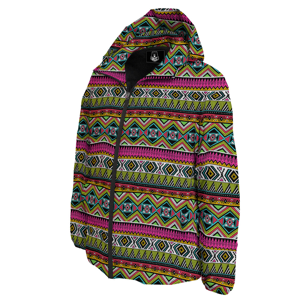 Tribal Geometric Colorful Print Pattern Down Jacket-grizzshop