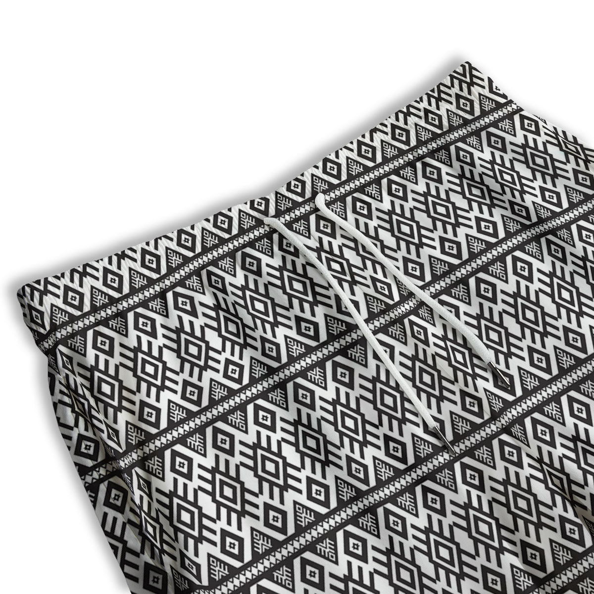 Tribal Geometric White And Black Print Men's Athletic Shorts