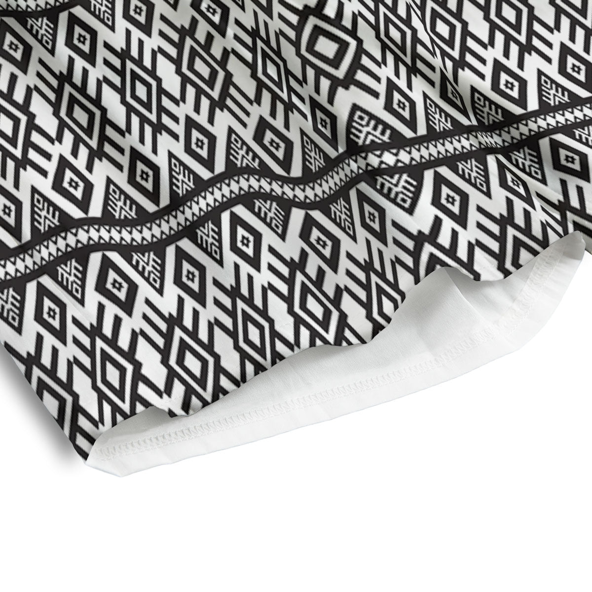 Tribal Geometric White And Black Print Men's Athletic Shorts