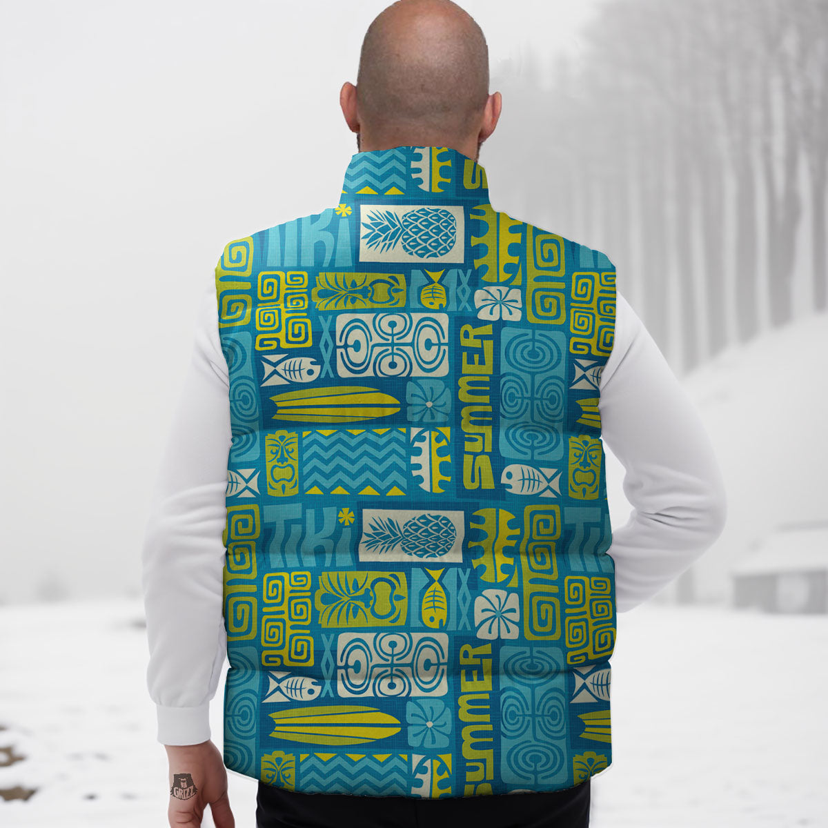 Tribal Hawaii Polynesian Print Down Vest