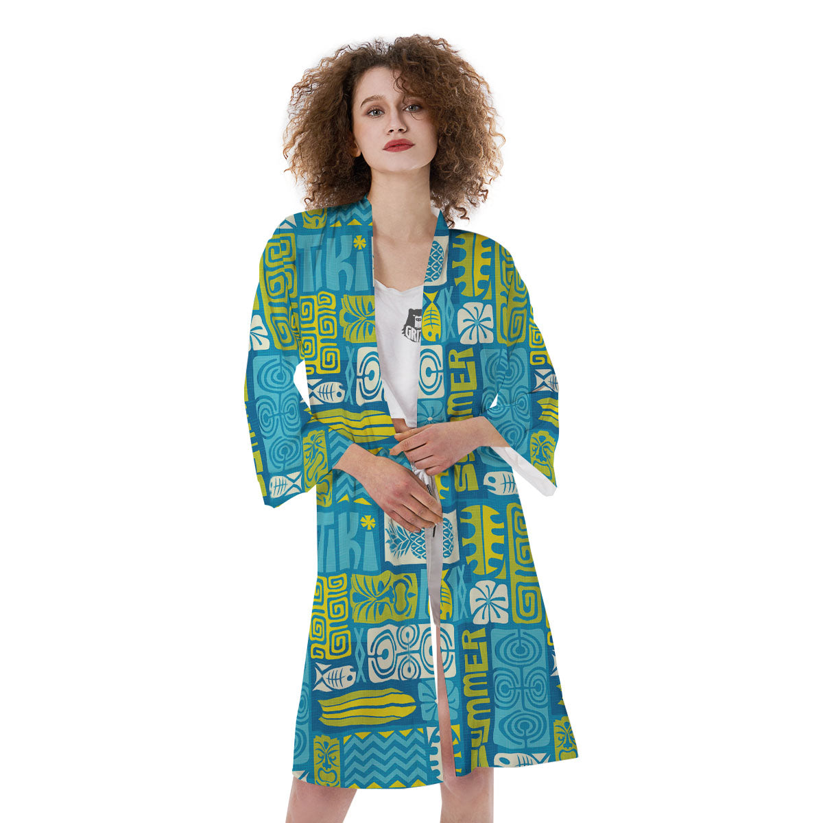 Tribal Hawaii Polynesian Print Kimono-grizzshop