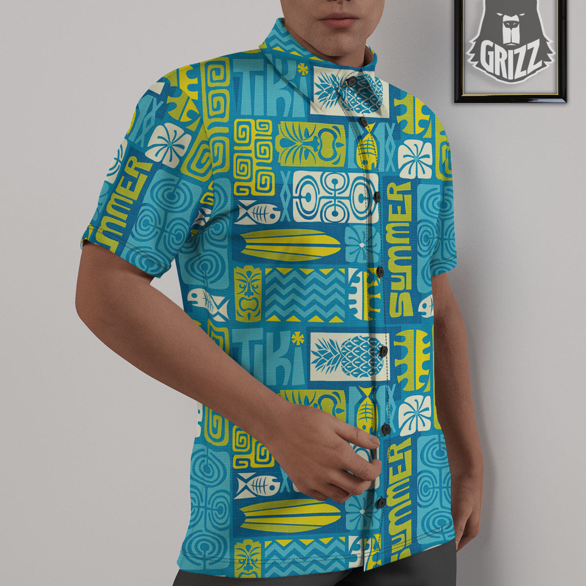 Tribal Hawaii Polynesian Print Untucked Shirts-grizzshop
