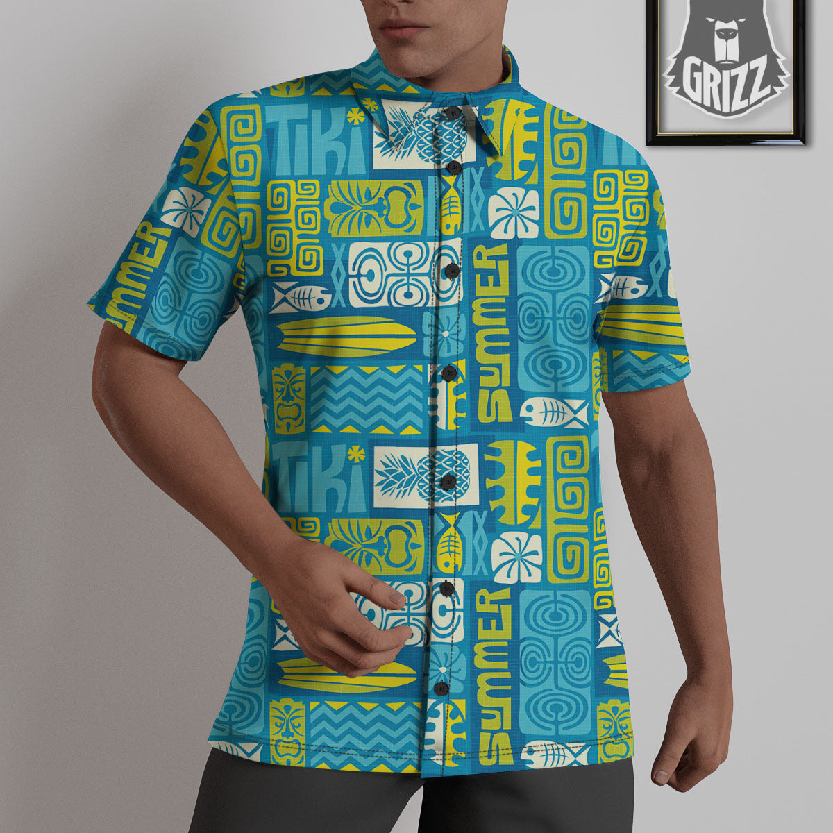 Tribal Hawaii Polynesian Print Untucked Shirts-grizzshop