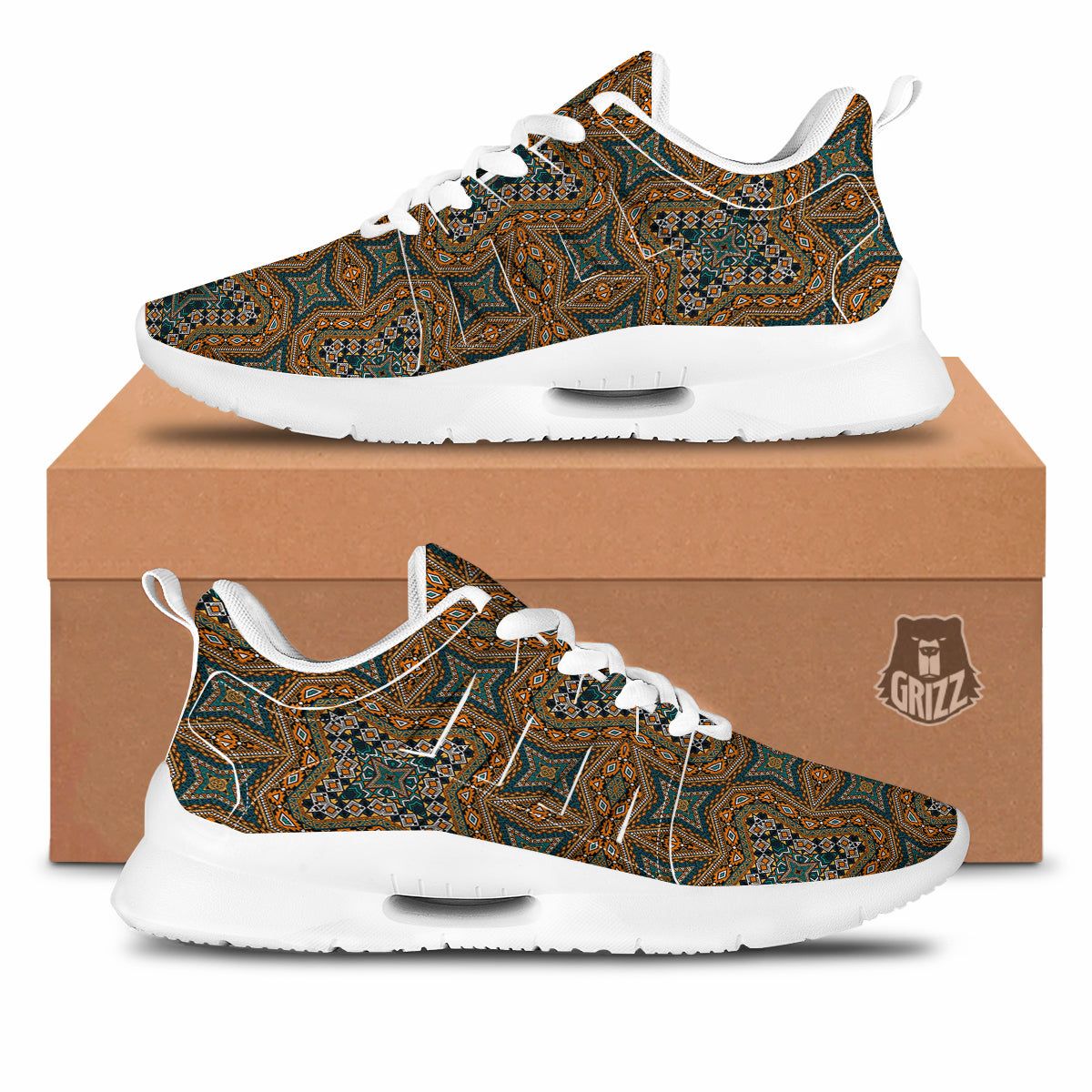 Tribal Indian Vintage Print Pattern Tennis Shoes-grizzshop