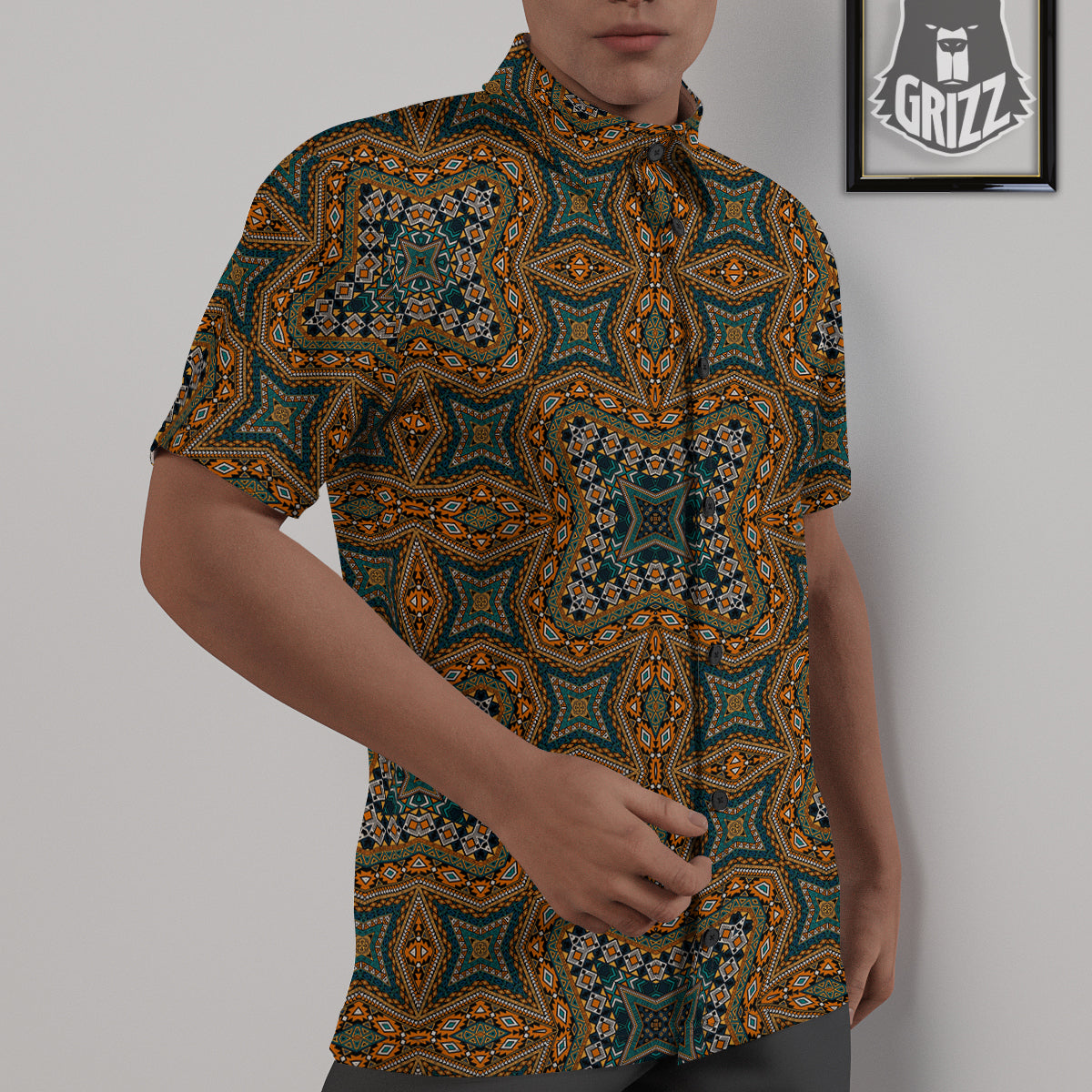 Tribal Indian Vintage Print Pattern Untucked Shirts-grizzshop