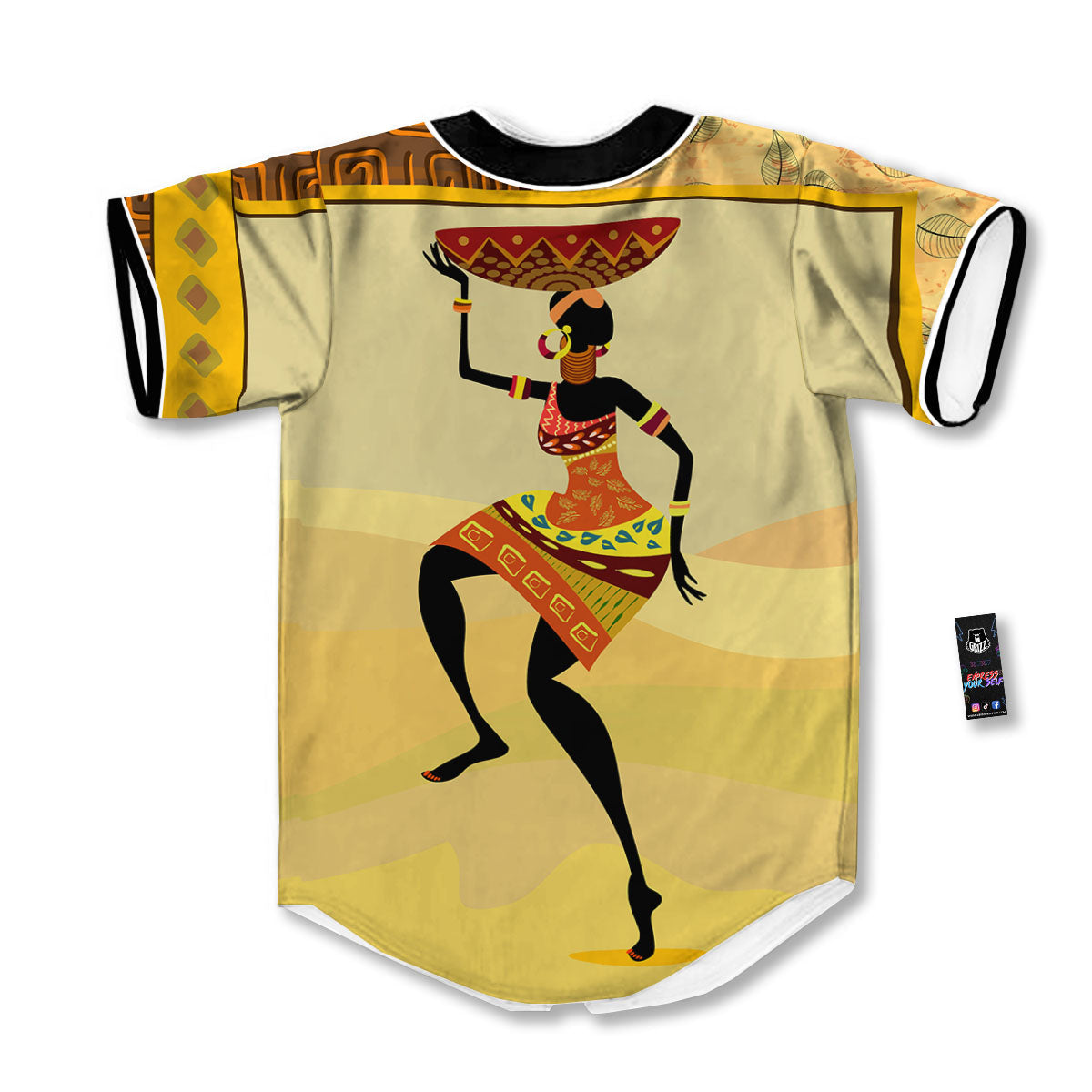 Tribal Inspired African Ethnic Print Baseball Jersey-grizzshop