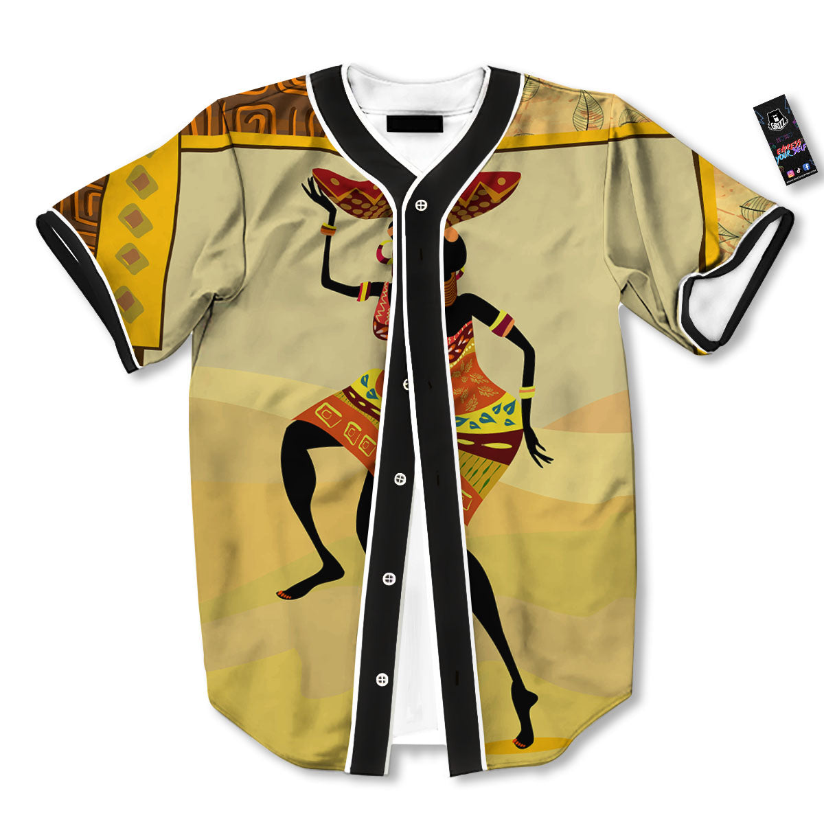 Tribal Inspired African Ethnic Print Baseball Jersey-grizzshop