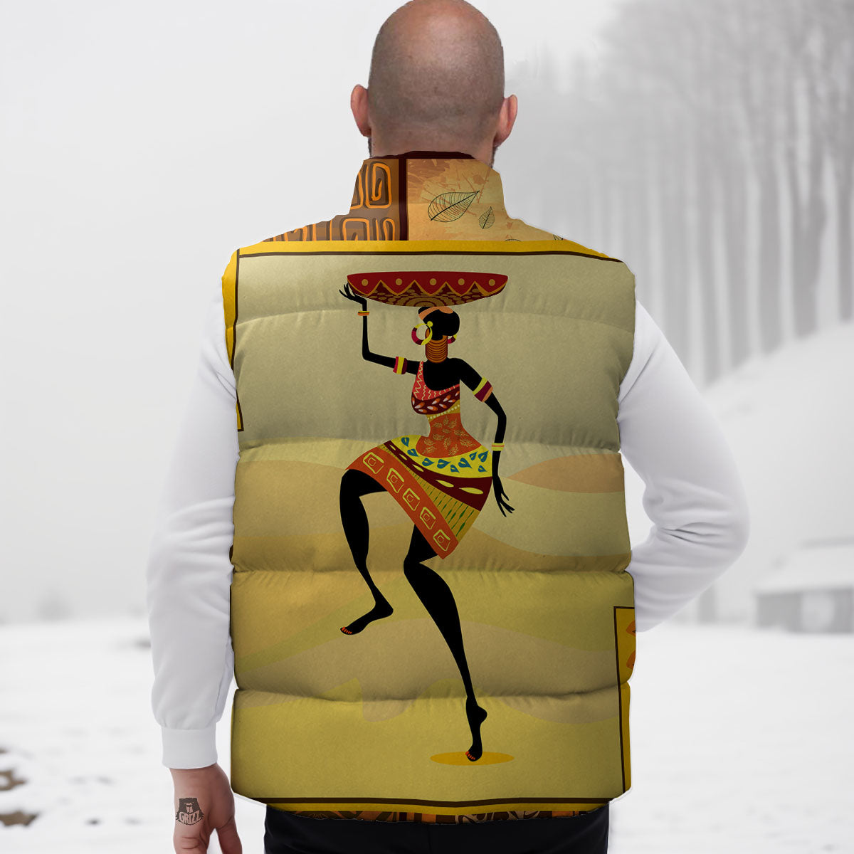 Tribal Inspired African Ethnic Print Down Vest