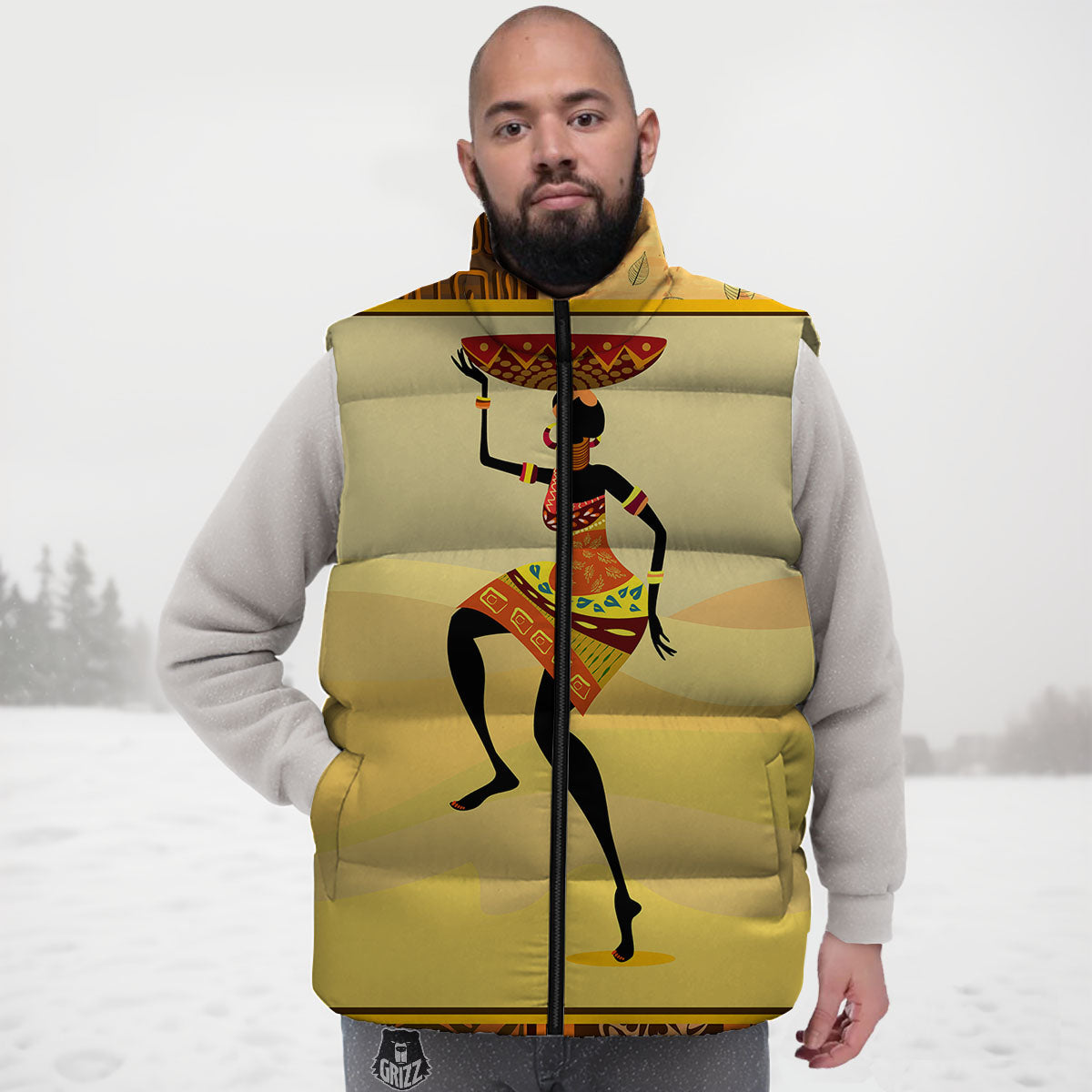 Tribal Inspired African Ethnic Print Down Vest