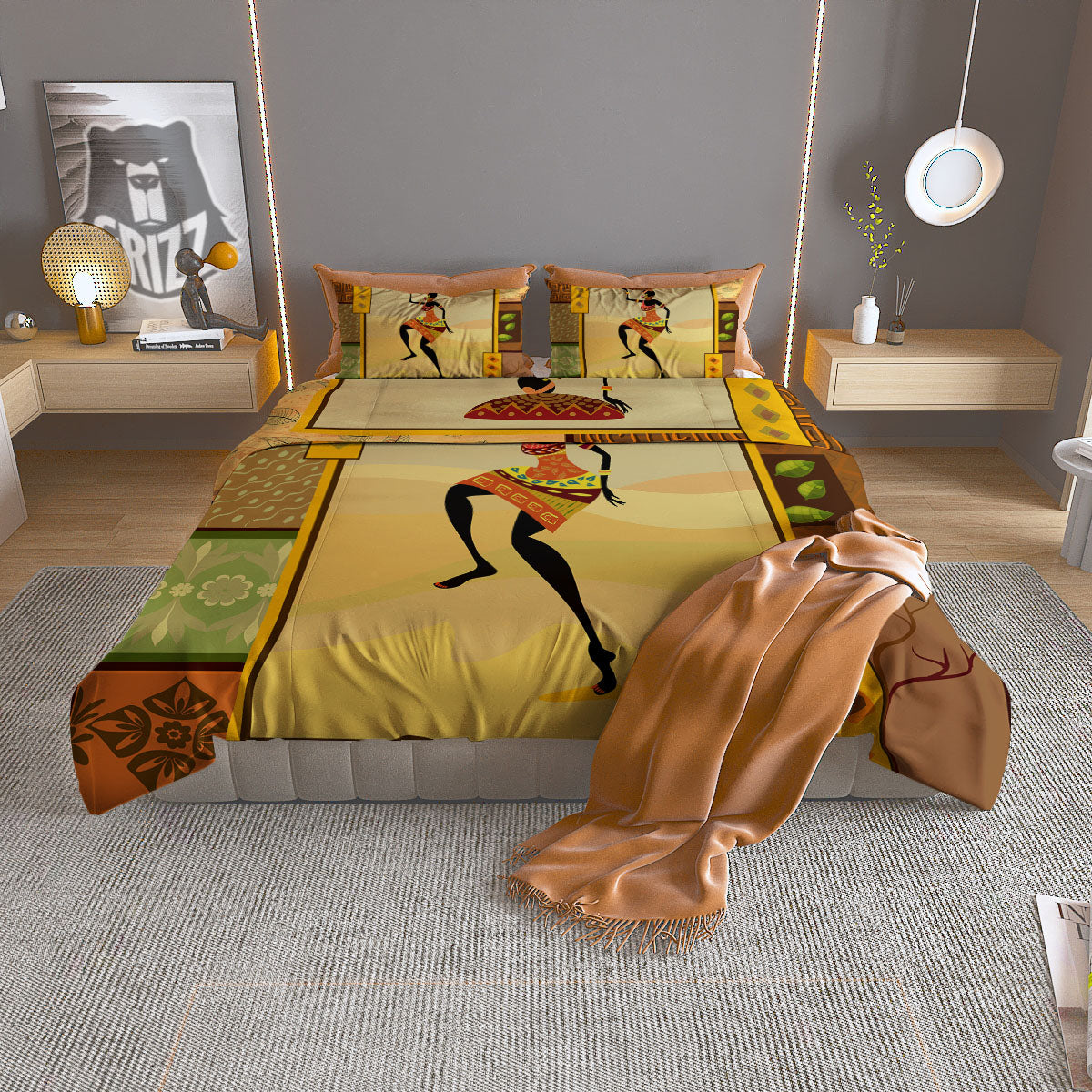 Tribal Inspired African Ethnic Print Duvet Cover Bedding Set