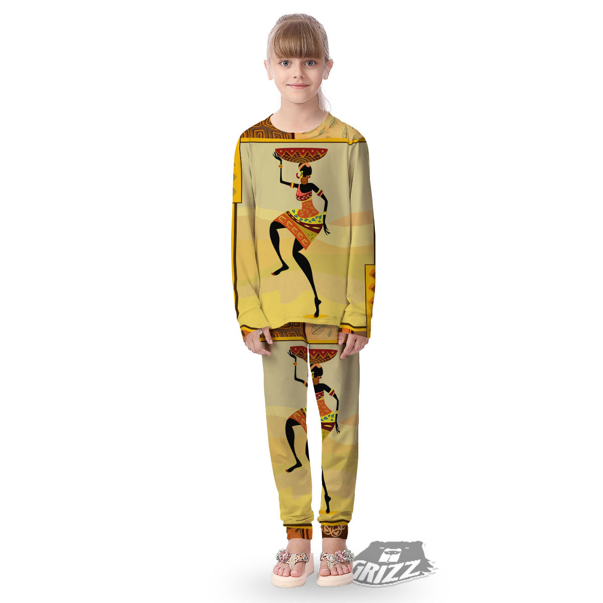 Tribal Inspired African Ethnic Print Kid's Pajamas-grizzshop