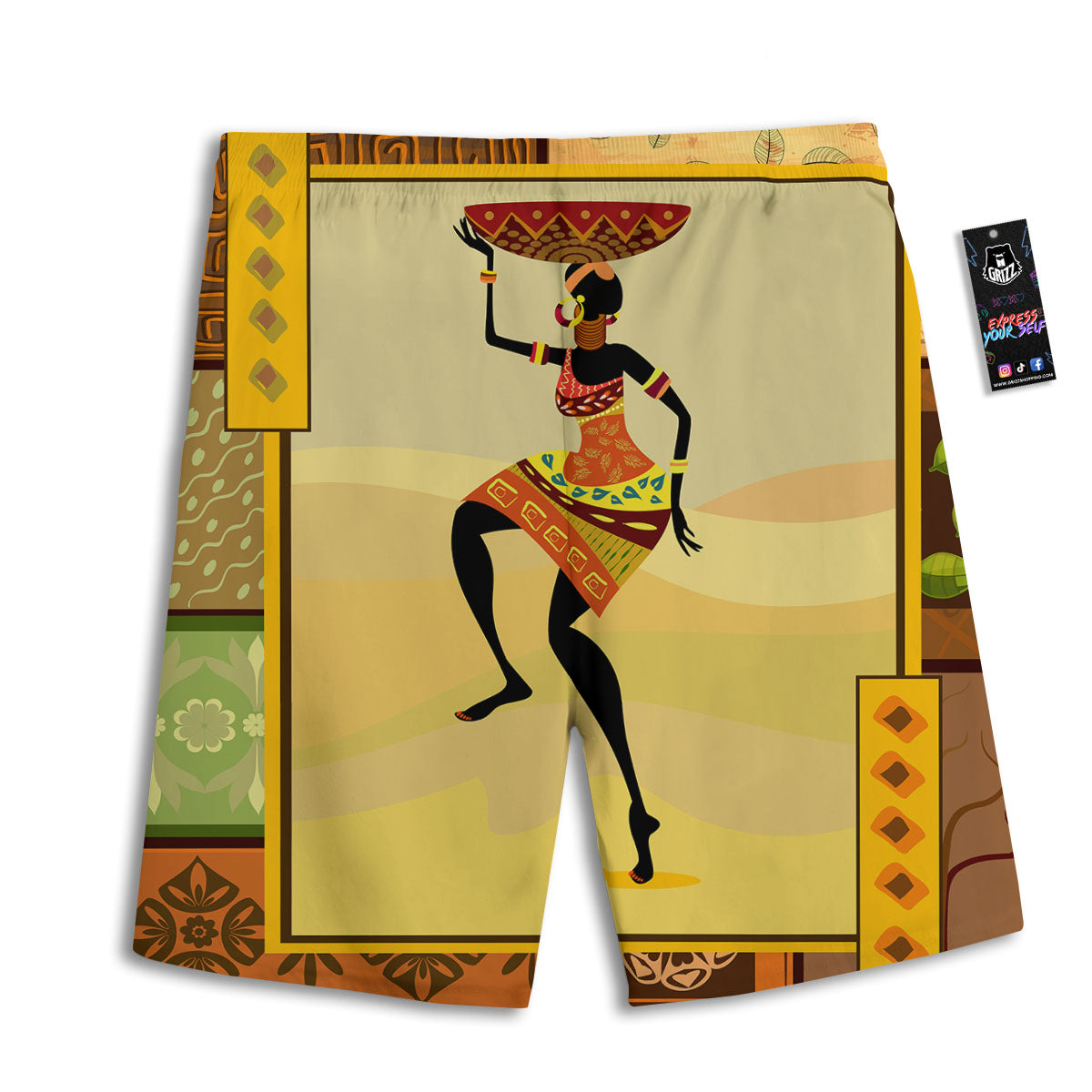 Tribal Inspired African Ethnic Print Men's Athletic Shorts