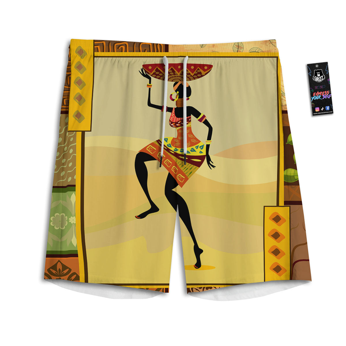 Tribal Inspired African Ethnic Print Men's Athletic Shorts