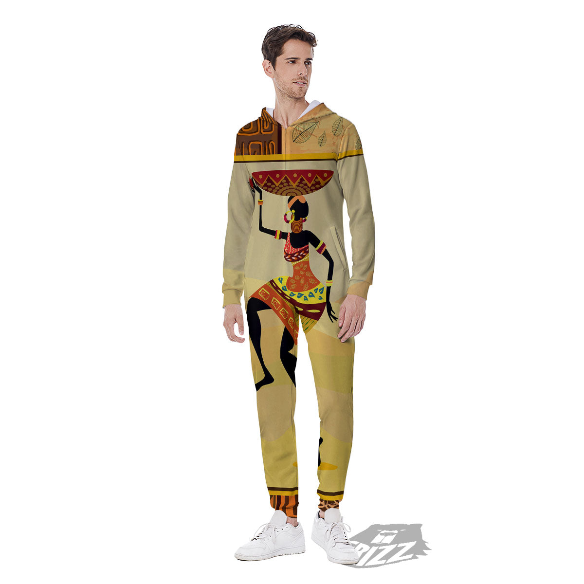 Tribal Inspired African Ethnic Print Men's Jumpsuit-grizzshop
