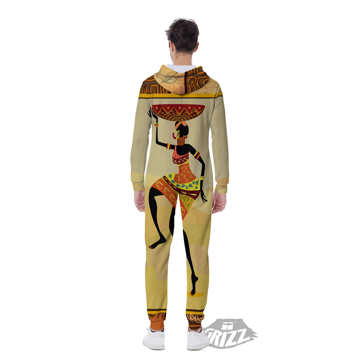 Tribal Inspired African Ethnic Print Men's Jumpsuit-grizzshop