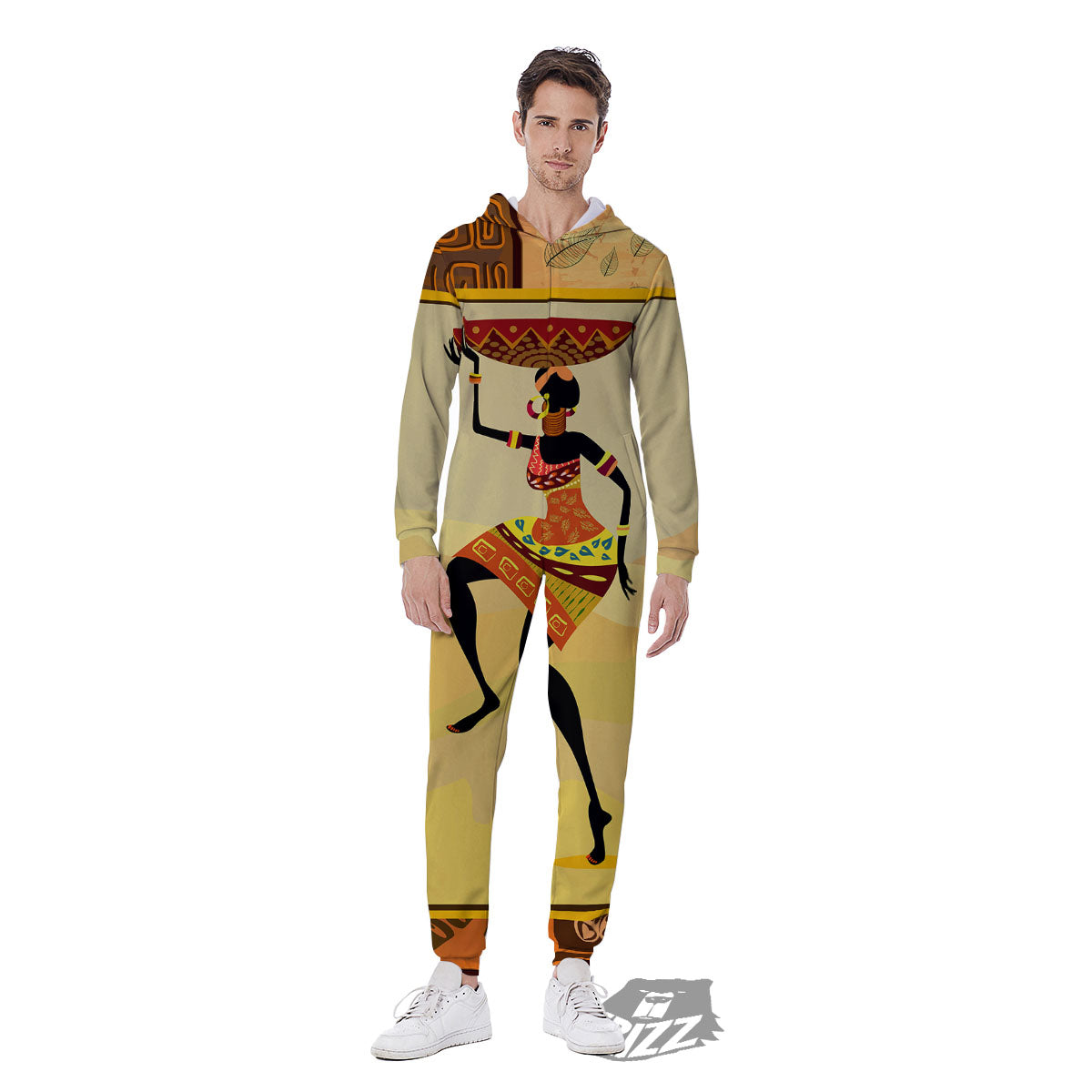 Tribal Inspired African Ethnic Print Men's Jumpsuit-grizzshop