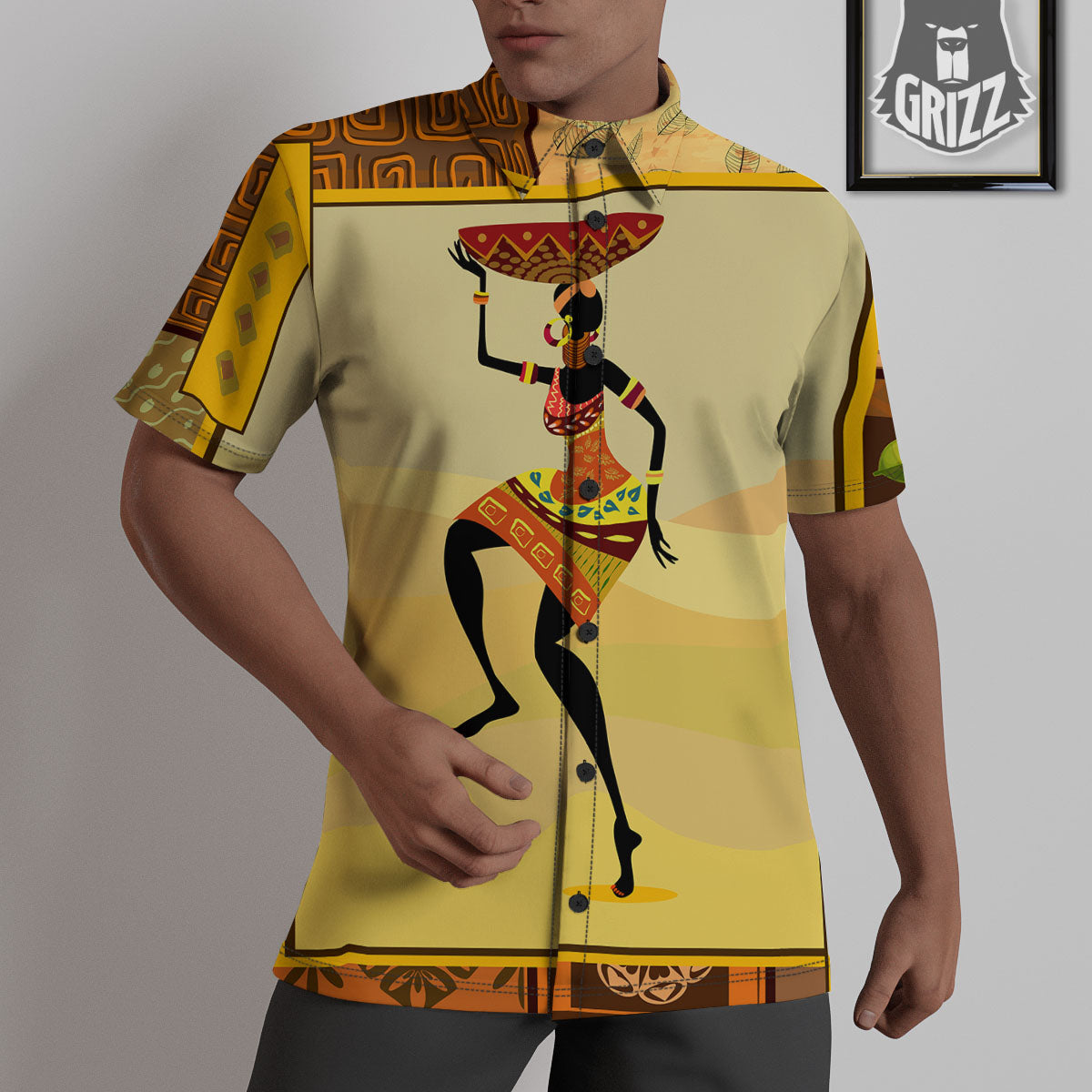Tribal Inspired African Ethnic Print Untucked Shirts-grizzshop