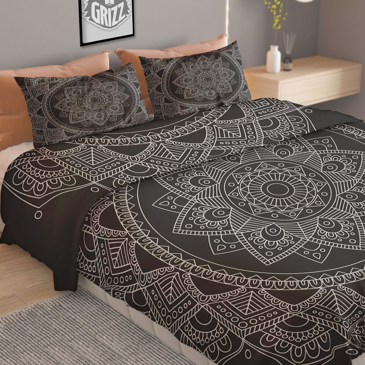 Tribal Mandala White And Black Print Duvet Cover Bedding Set