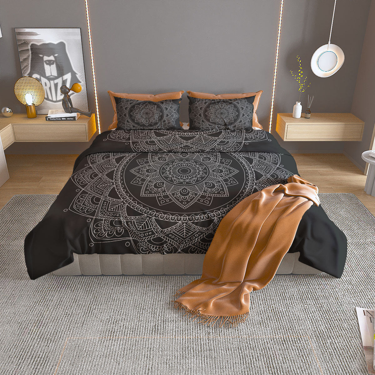 Tribal Mandala White And Black Print Duvet Cover Bedding Set